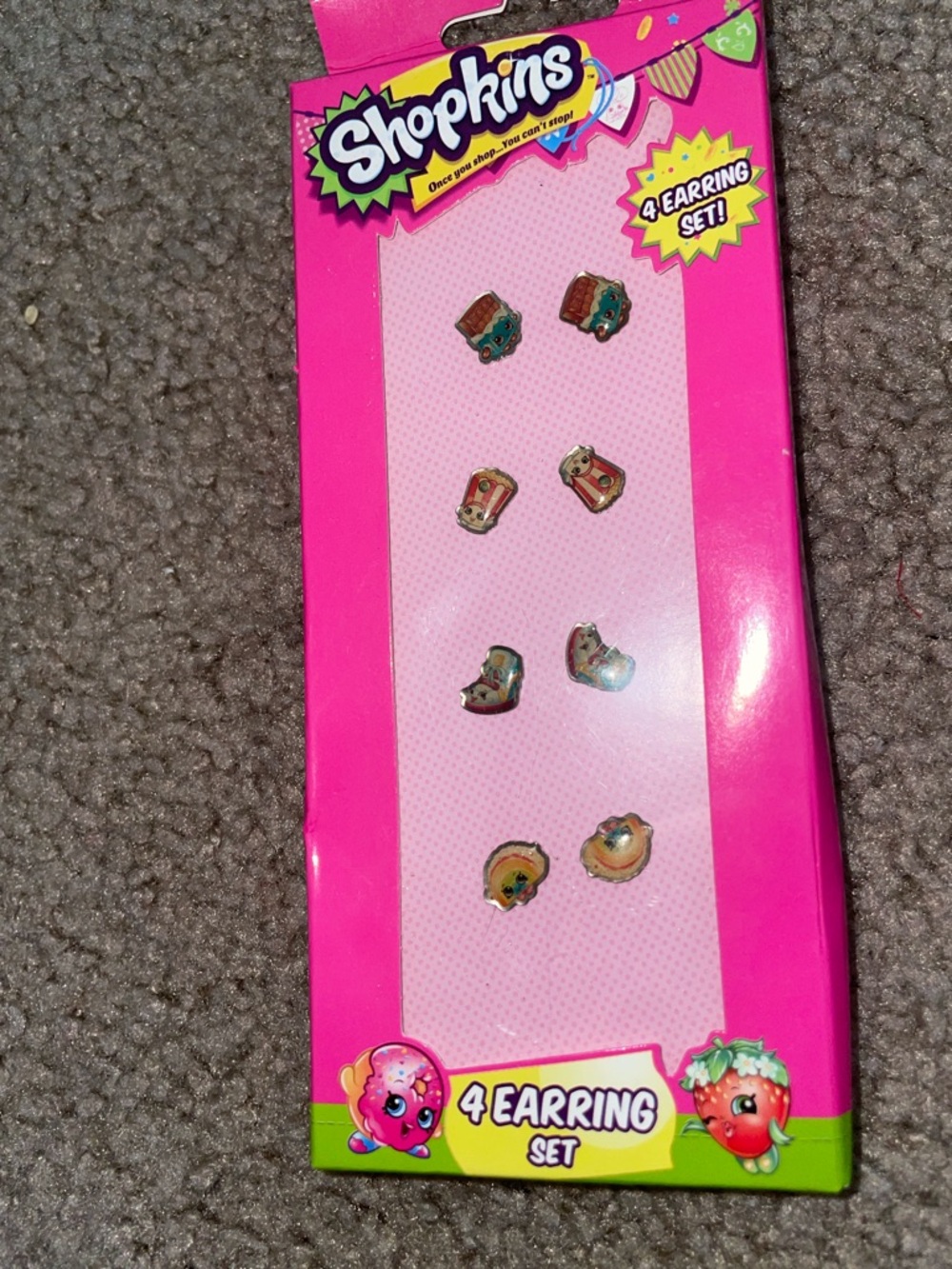 NWT 2015 Nostalgic Shopkins 4 Pair Earrings Set
